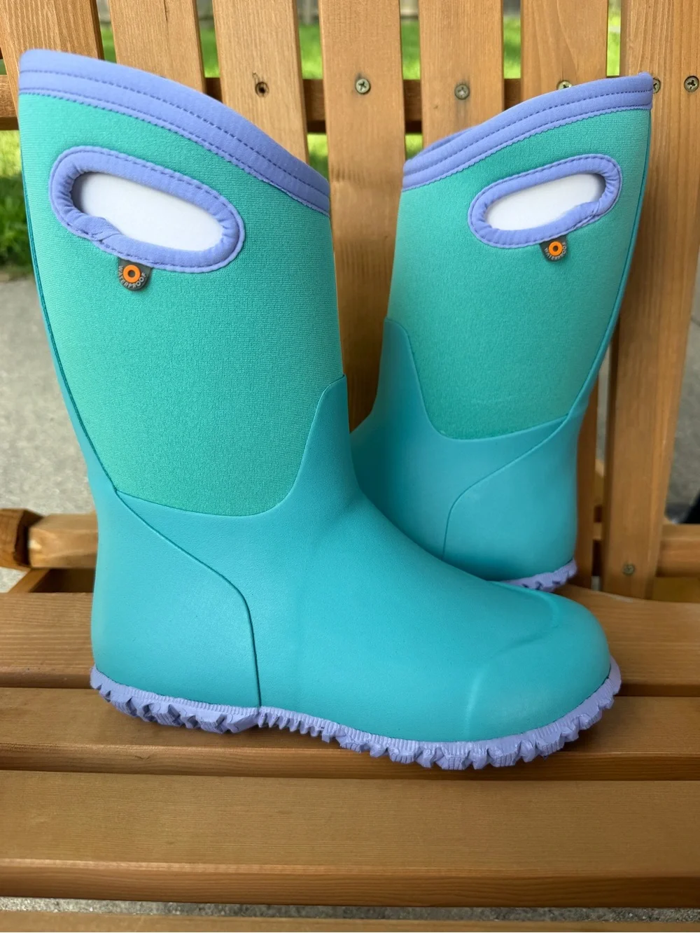 BOGS Kids Durham Solid Waterproof Winter Rain Boots Turquoise Teal Purple Size 3